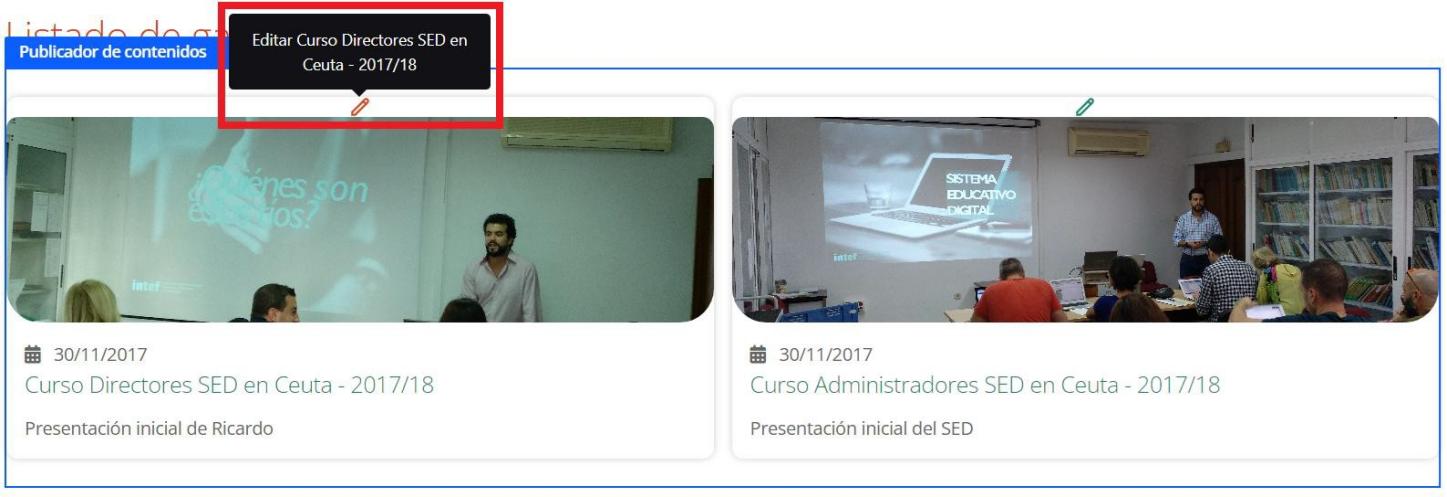 Pantalla de Galería de imágenes