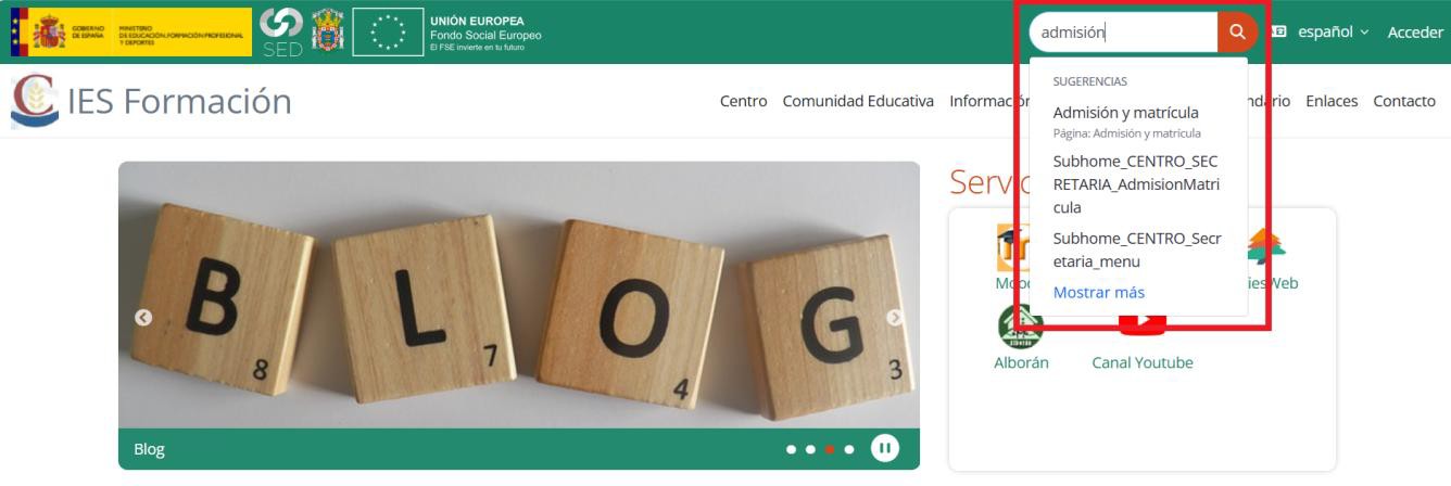 Sugerencias del buscador