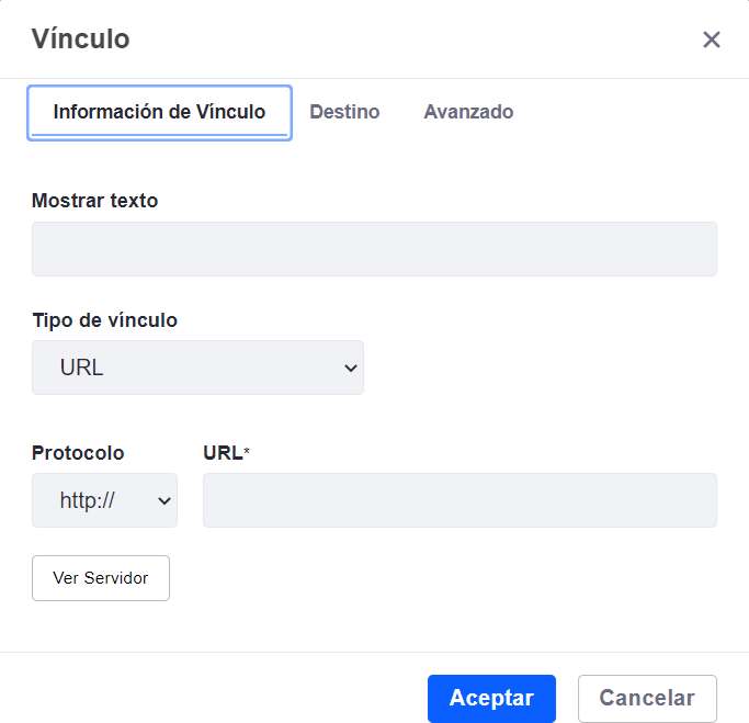 Pantalla de Editor WYSIWYG