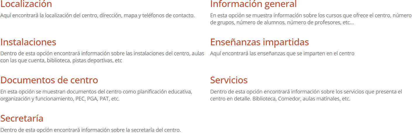 Pantalla de Menú Subhome