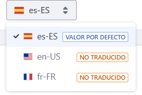 Pantalla de Control para gestión de traducciones