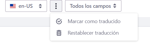 Pantalla de Control para gestión de traducciones