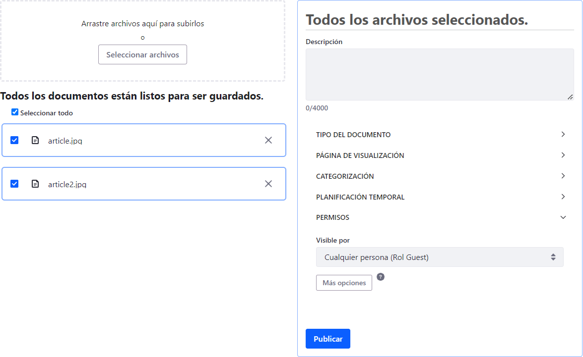 Formulario de carga múltiple