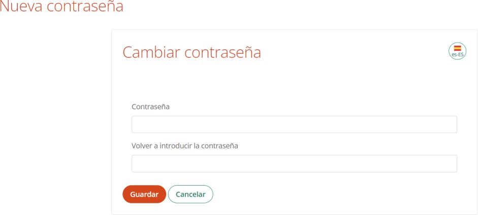 Formulario para cambiar la contraseña